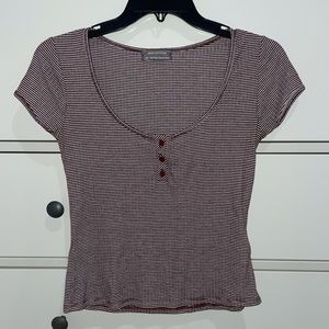 PURPLE AND WHITE STRIPPED T-SHIRT